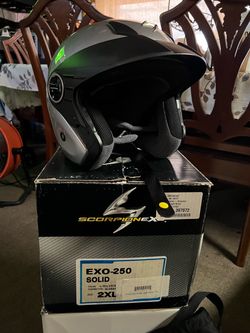 Scorpion brand open face (jet type) motorcycle helmet, model EXO-250 (solid color and size 2XL