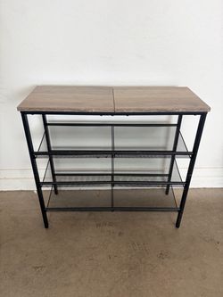 Industrial Metal and Wood Shelving Shoe Storage