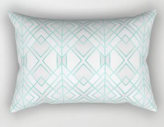 White & Turquoise Rectangular Pillow