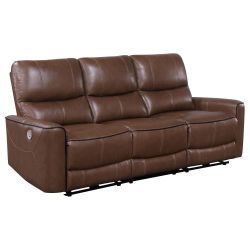 Greenfield Upholstered Power Reclining Sofa Saddle Brown On Sale 🇺🇸