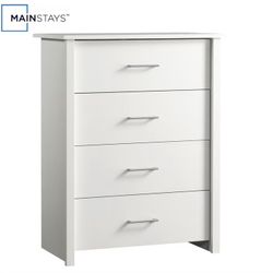 Mainstays Hillside 4-Drawer Dresser, White Finish