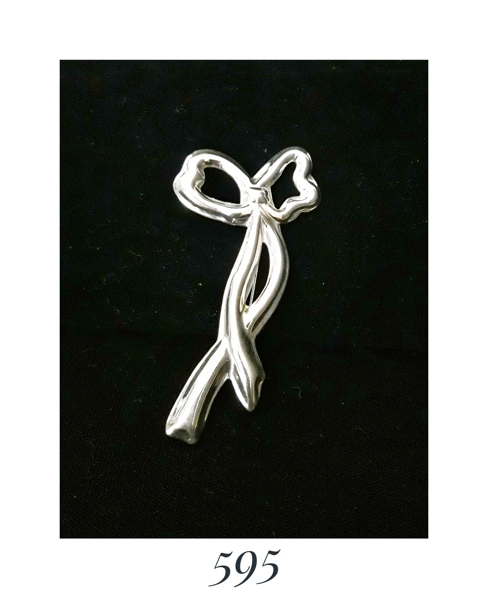 3.2" x 1.5" Handcrafted Solid Sterling Silver Bowtie Pin/Brooch Pendant, signed