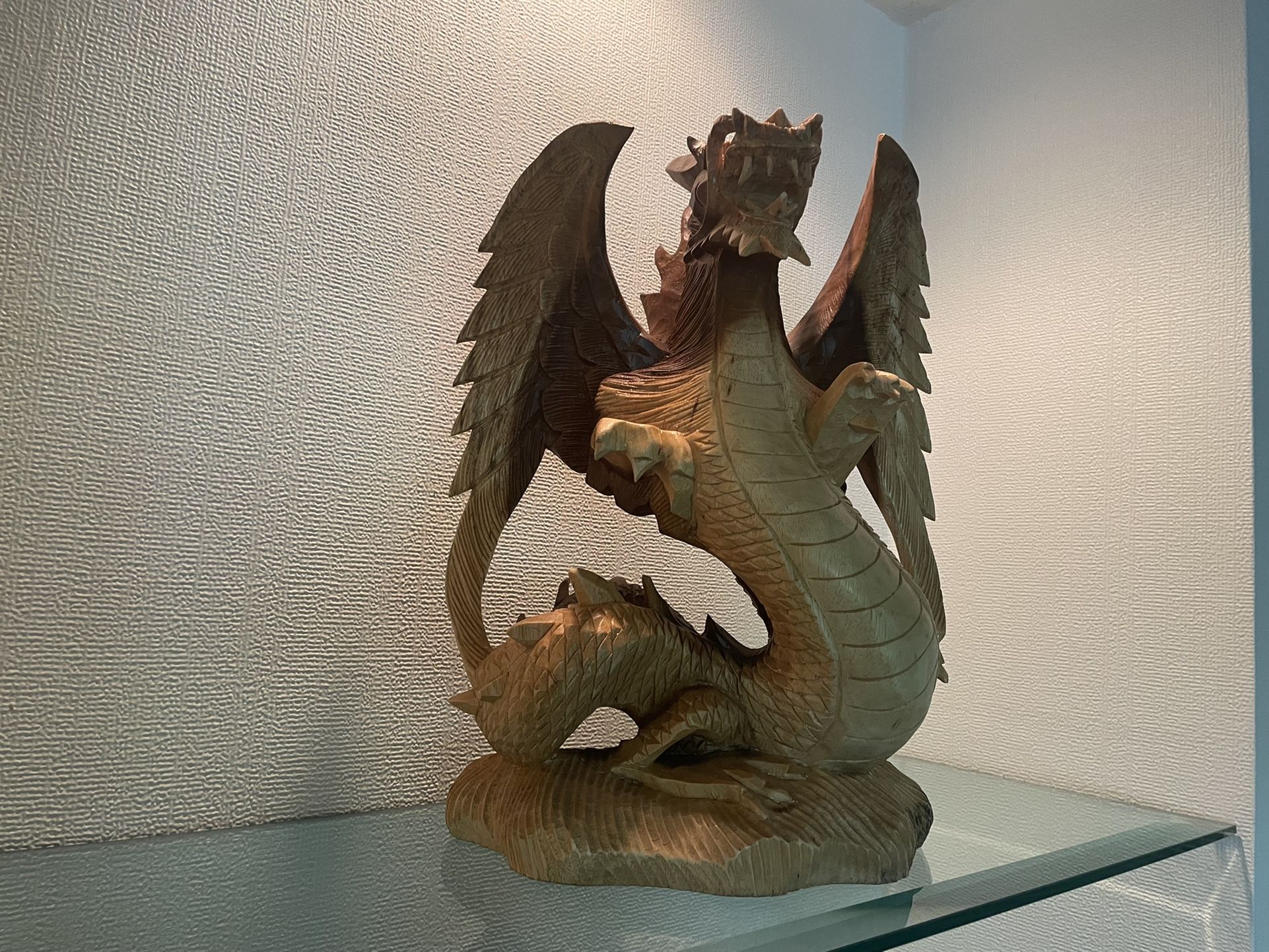 LARGE 16 “ Solid Genuine Teak Wood Bali Indonesian Carved Dragon