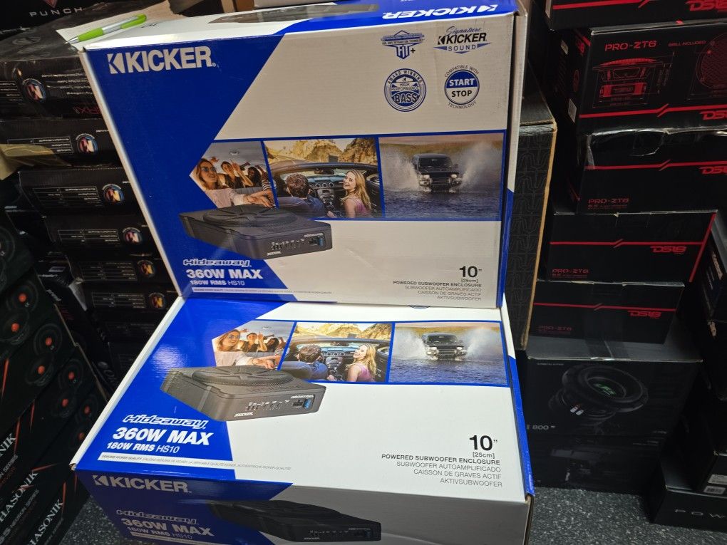10" KICKER Hideaway Subwoofer And Amplifier