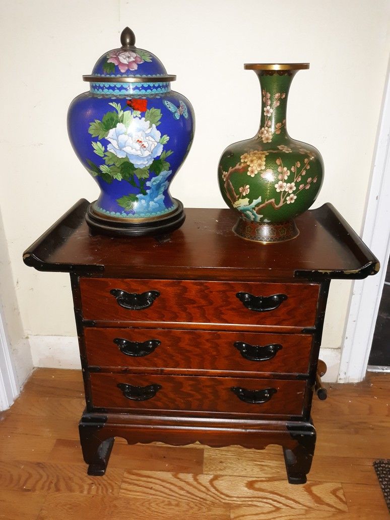 Korean Small Wood Cabinet Chest With Drawers Asian Oriental Chinese Vintage Antique
