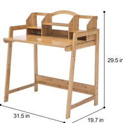 Kid Desk. Natural bamboo. Minimalist, Adjustable. 
