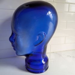 Vintage Cobalt Blue Glass Mannequin Head