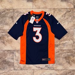 Denver Broncos Russell Wilson #3 Nike On Field NFL Jersey Navy Orange Size Small NWT