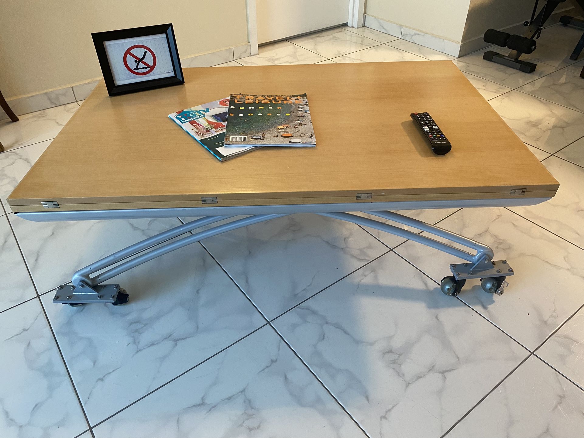 Expandable Coffee Table Dining Table Work desk On Wheels 