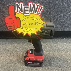 Milwaukee 1/2” Impact Wrench With 5ah Battery 