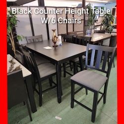 😍 Black Counter Height Table with 6 Chairs