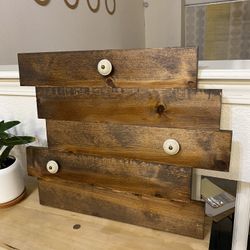 Rustic Wooden Shelf With 3 Hangers