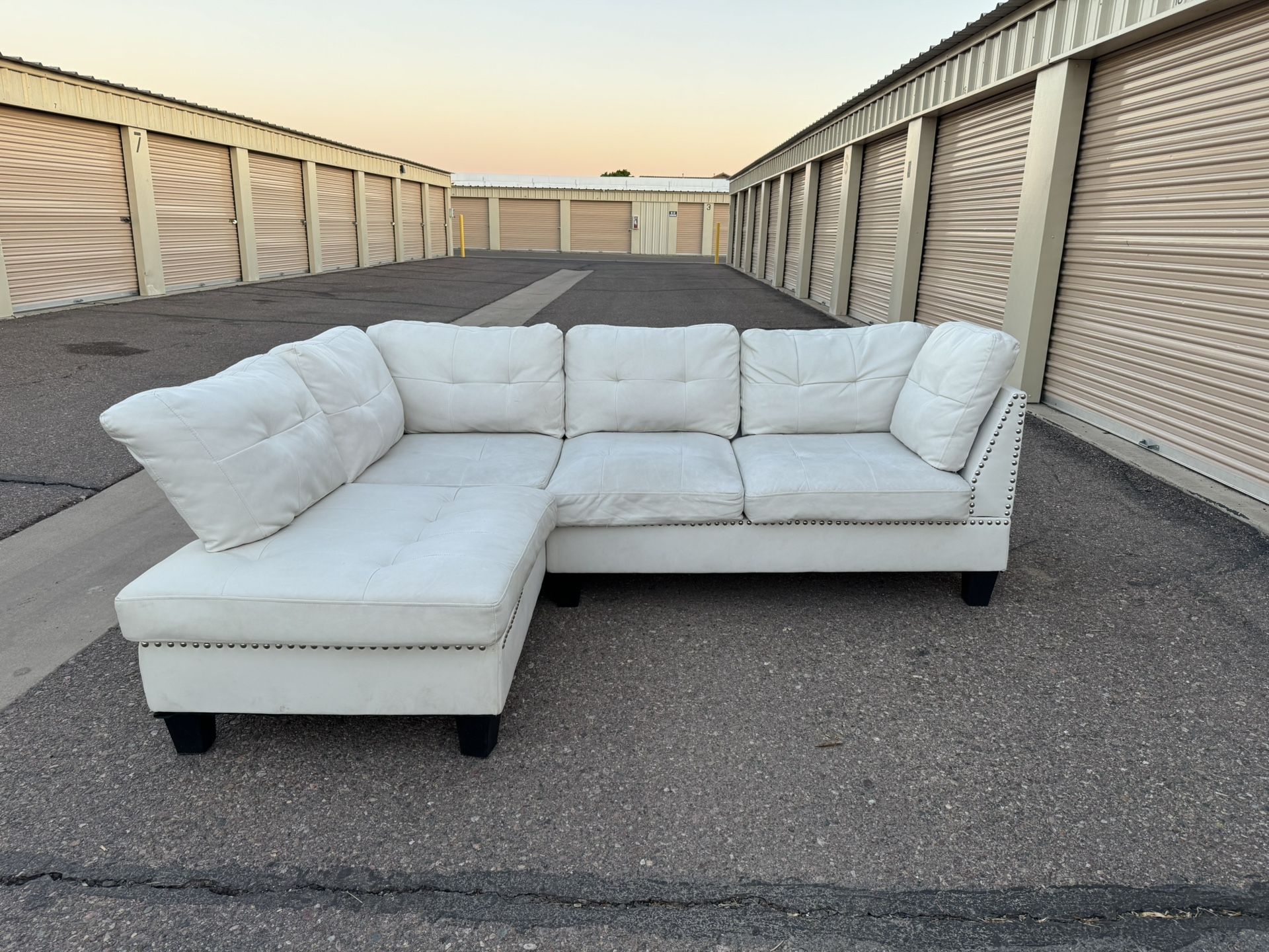 White Faux Leather Sectional