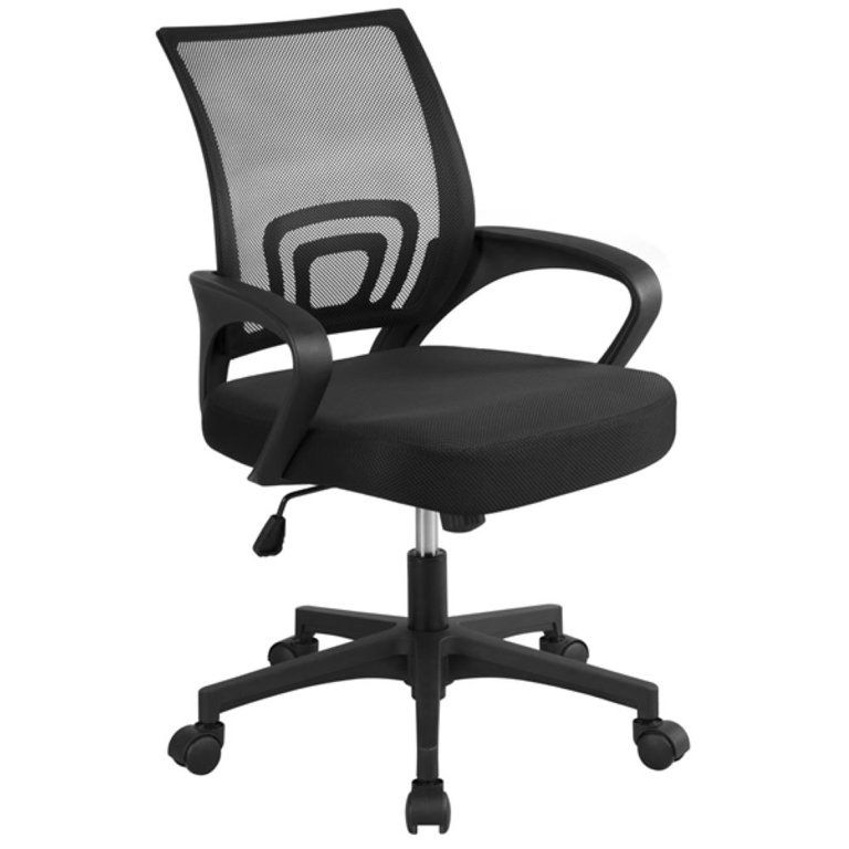 New In Box Height Adjustable Ergonomic Office Chair Mid-Back Big Computer Chair Mesh Swivel Chair with Lumbar Support & 360° Rolling Casters, Black