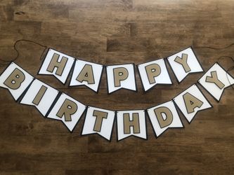 Black Gold And White Birthday Banner