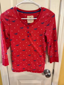 Y2K Hollister Red Henley Top Size Small