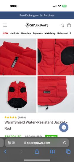 Spark Paws-WarmShield Water-Resistant Jacket - Red