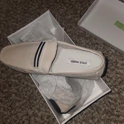 MENS BALLY SIESTA WHITE LEATHER “MIAMI” NAVY TRIM LOAFERS Slip On Shoes Sz 11 