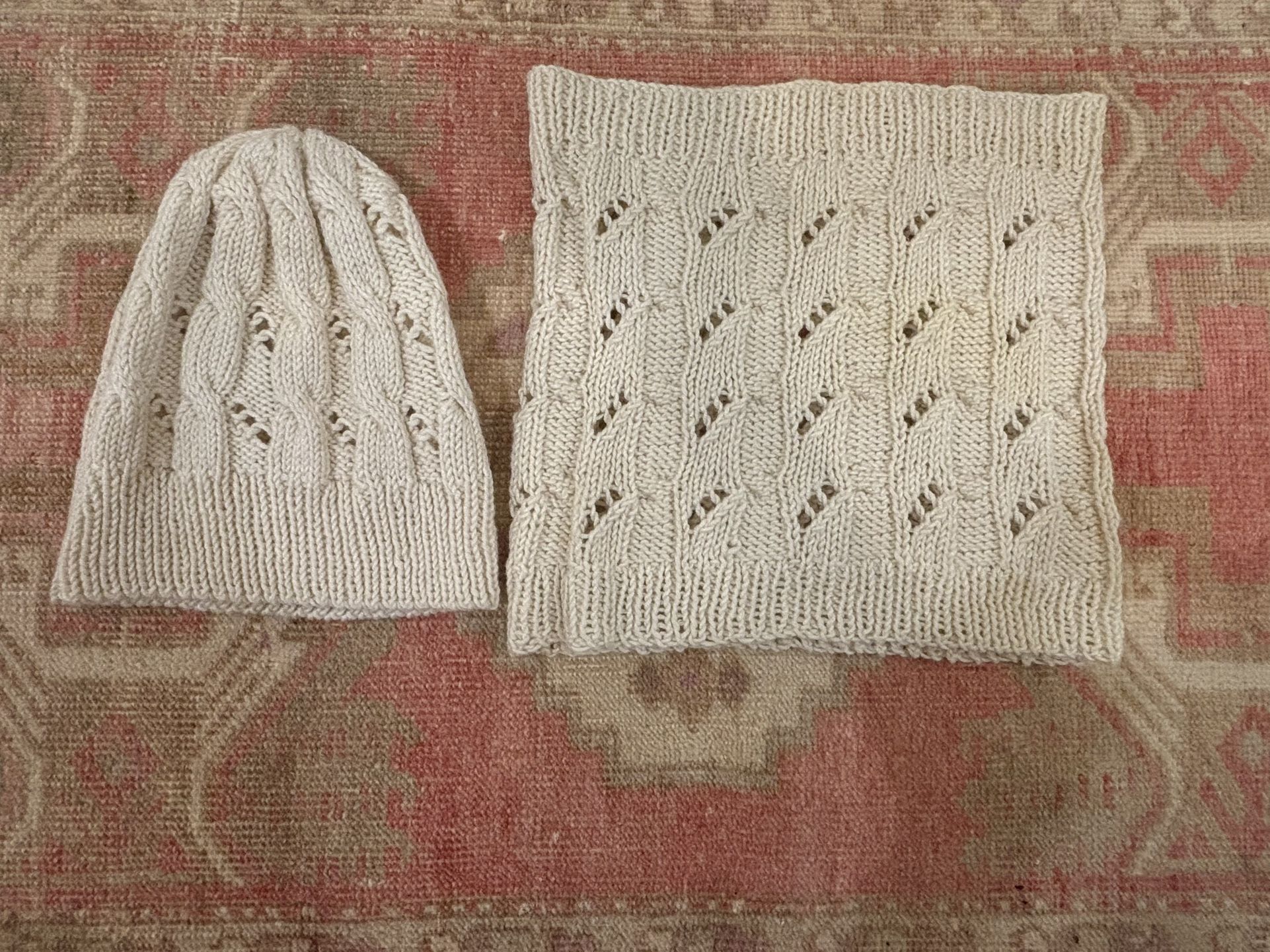 Hand Crafted Knit Beanie And Neck Warmer Set