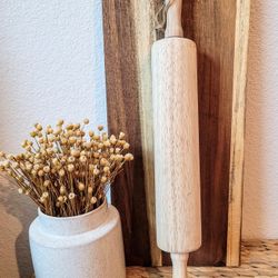 New Large Bare Wood Rolling Pen With Twine Hanger. 