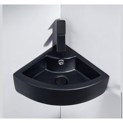 Black Small Wall Mount Corner Sink, 95H