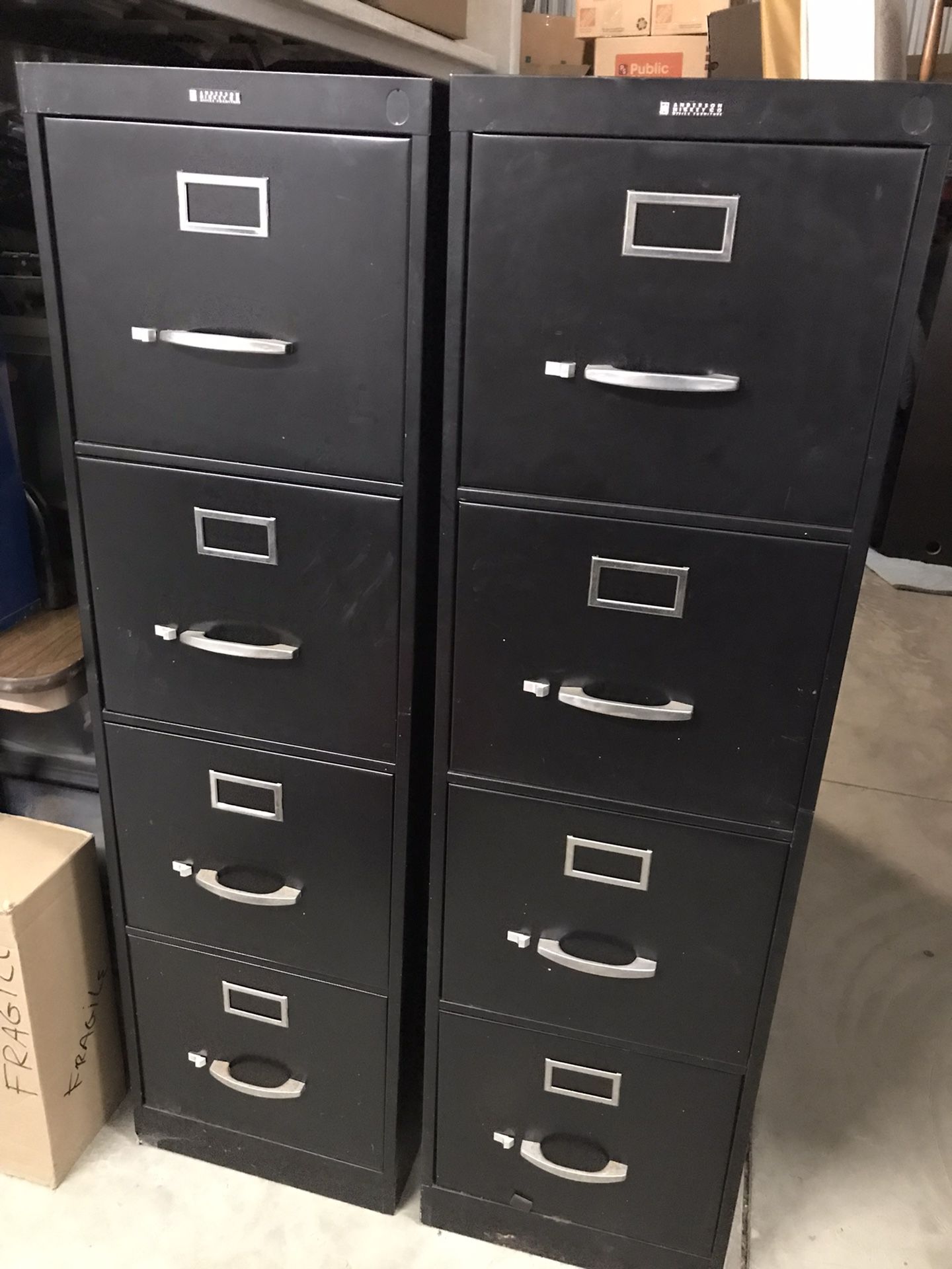 Black Metal File Cabinets (2) 
