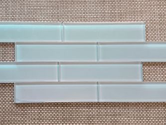 Blue Glass Subway Tile — 2"x8" — 27 sq ft (Spring Shower)