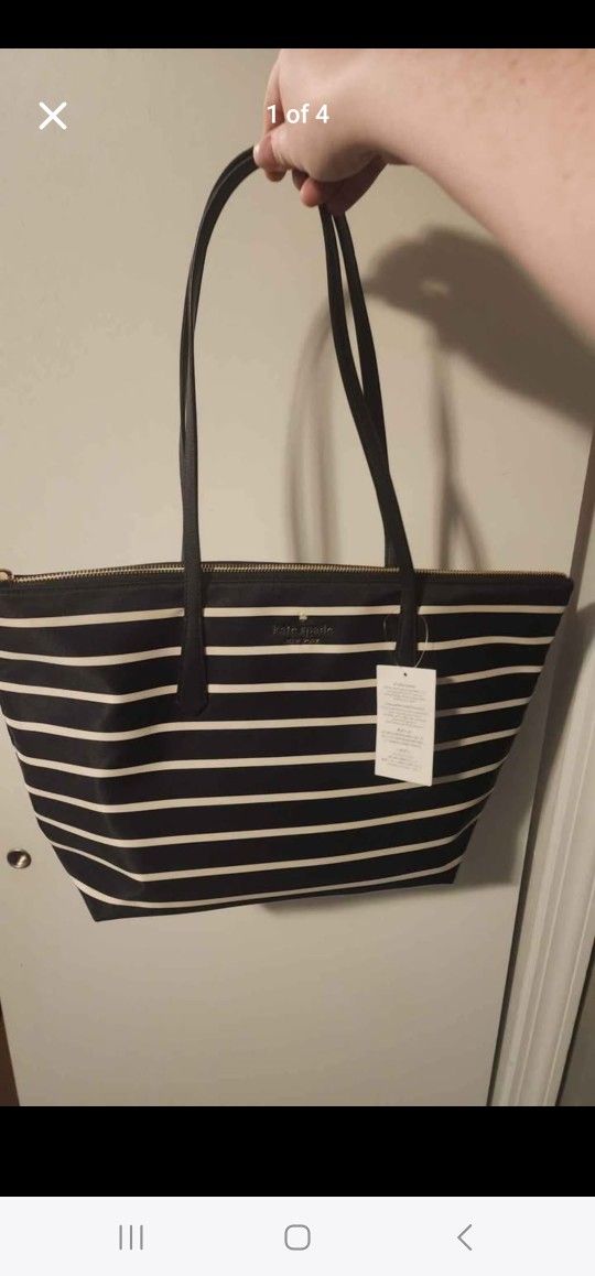 **BRAND NEW WITH TAGS** Kate Spade kitt jess stripe printed large bag