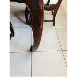 Broyhill Vintage Oriental Dining Table Set with 4 Chairs Brown Wood