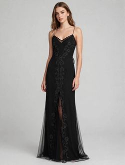 Elegant black floor-length evening gown by Dave & Johnny. Size 7/8 Style 11404.