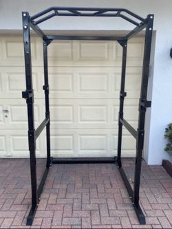 Adjustable Power Cage Squat Rack Pulldown Stand Pull Up Bar Home Gym Equipment