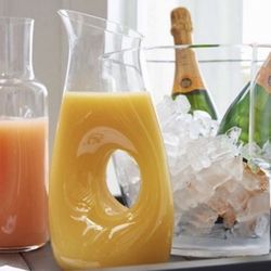 New One Large Glass Pitcher 12” Handmade ( Just The Pitcher)