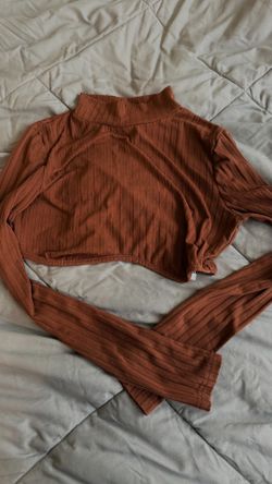 Brown Long Sleeve Crop Top - Size S