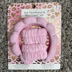 Pink Spa Set With Headband And Wristbands