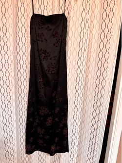 90s Goth / Grunge Prom dress- Strapless Black with rose brocade size 9