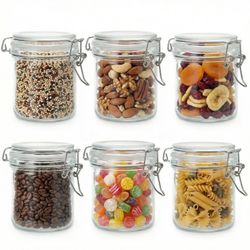 Snaiio Small Glass Jars With Lids 8 Oz, Airtight Clamp Lid Glass Storage Jars, Thick Lead-Free Glass Containers For Pantry Organization, Jam, Yogurt, 