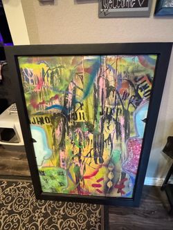 Abstract art piece with repurposed and custom framework.