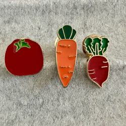 Vegetable Pins - Tomato, Carrot, Radish 