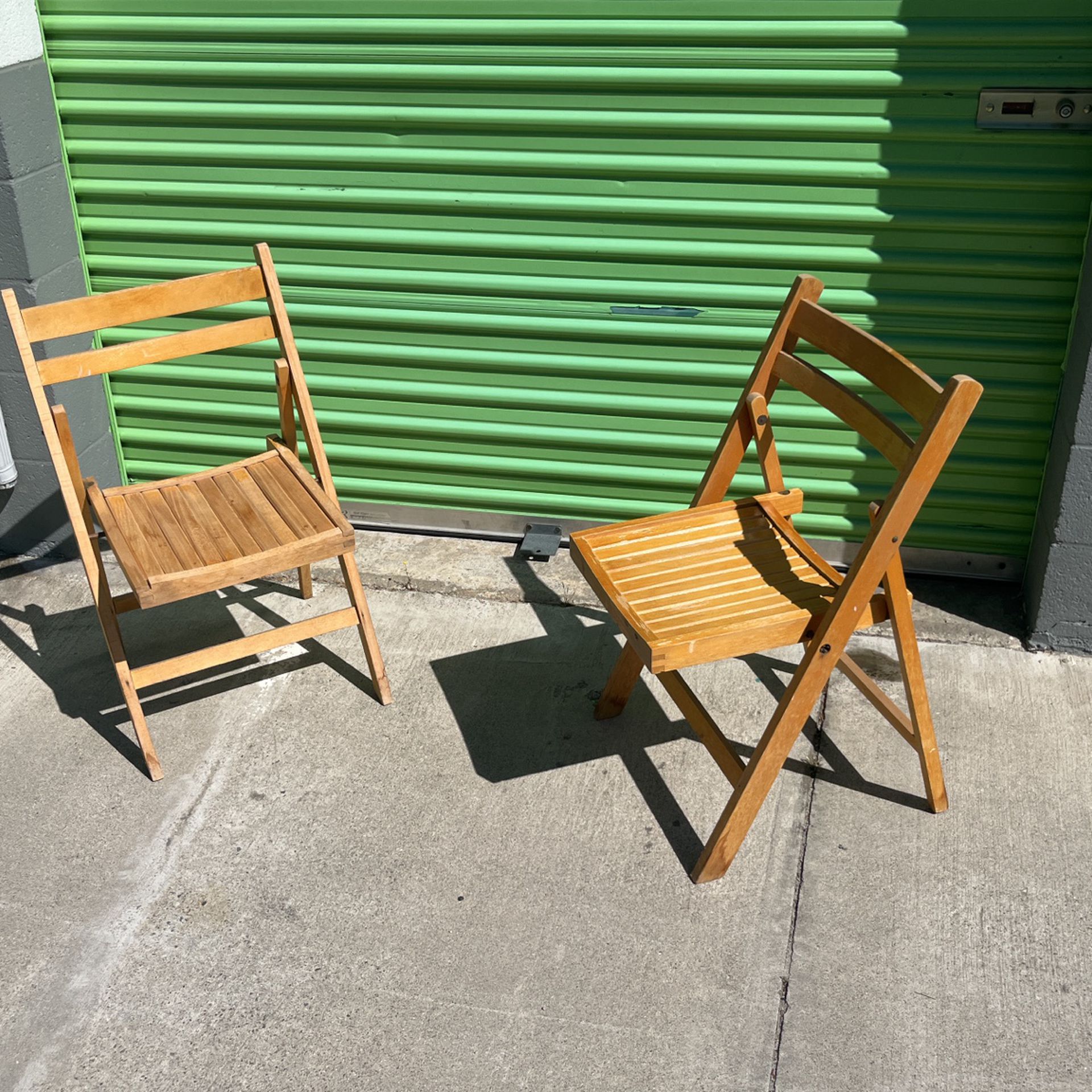 Pair Of Wooden Folding Chairs