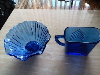 Cobalt blue glassware set.