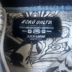 RARE Y2K Ecko Unltd All Over Print Zip Up Hoodie 3xl