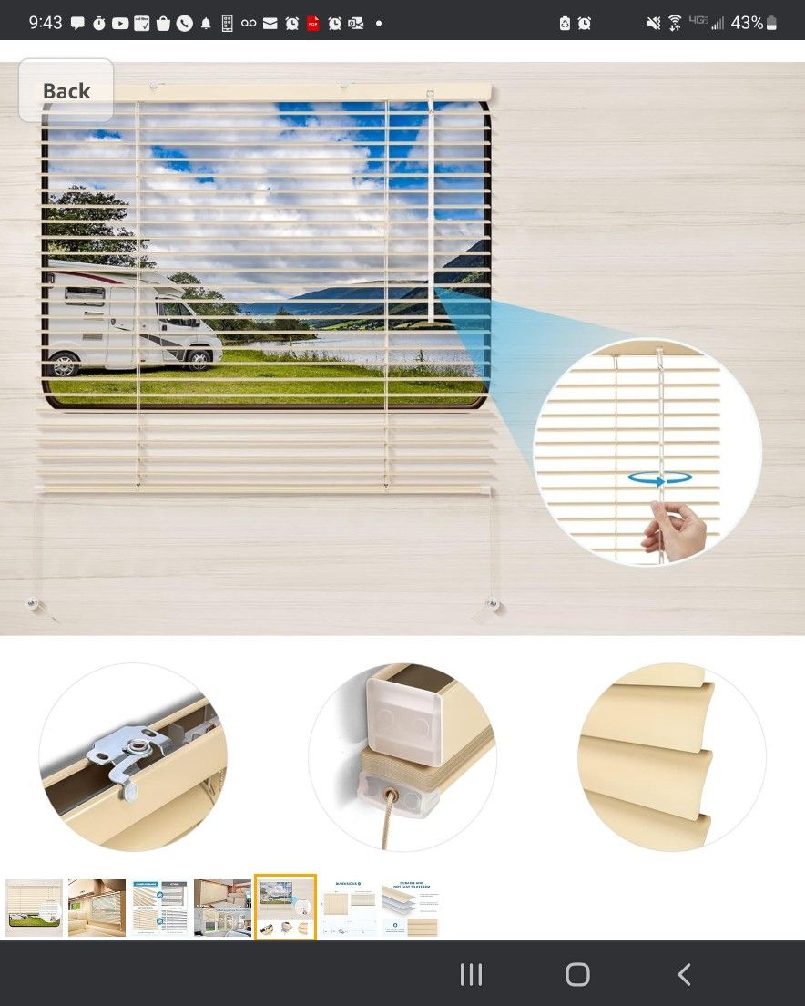 Kohree 26” W x 24” L RV Blinds Shades