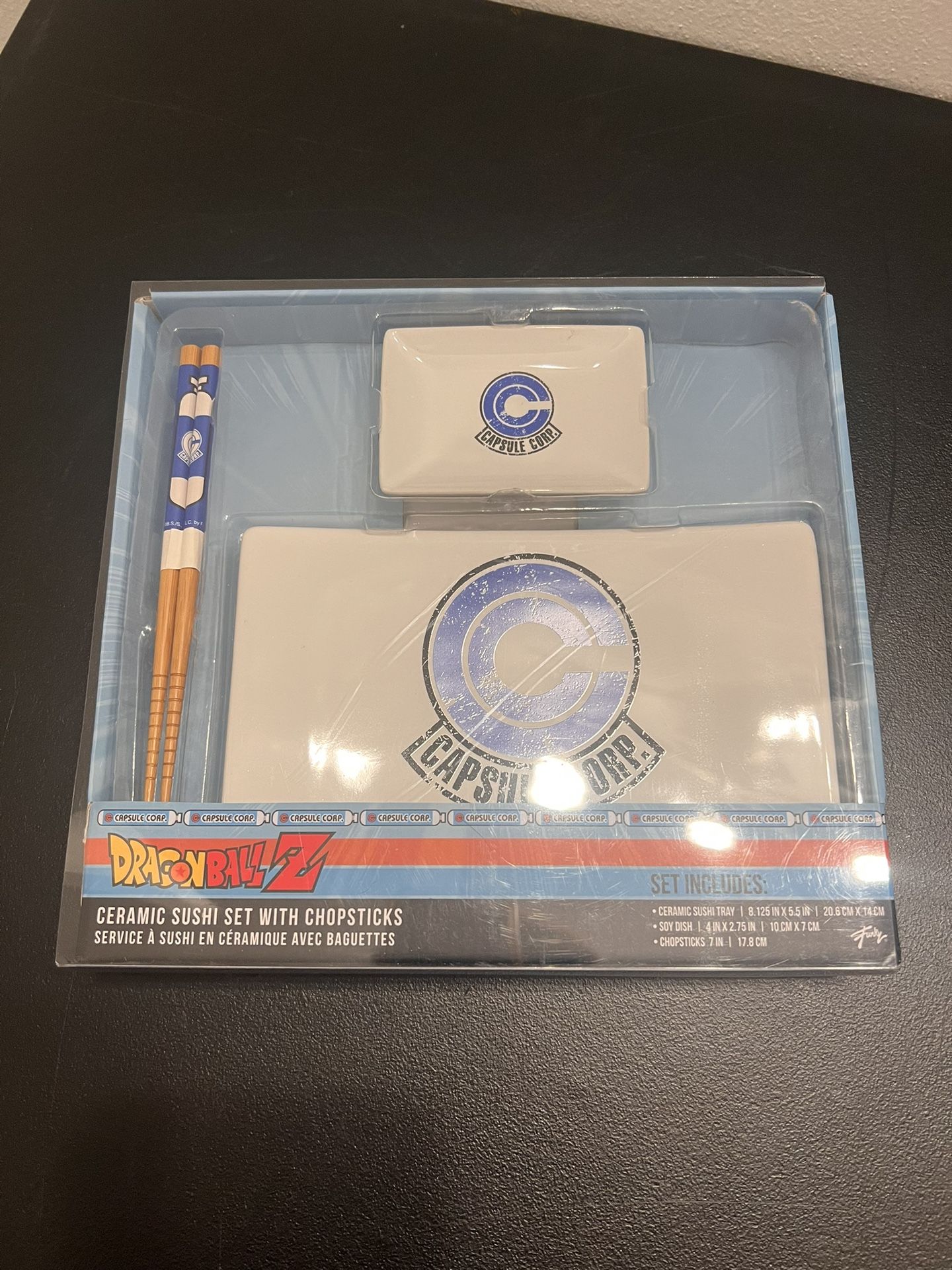 DragonBall Z Dragon Ball Z Ceramic Sushi Set Chopsticks Tray Capsule Corp #2