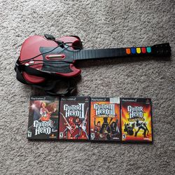 Guitar Hero Controller With 4 Working Games