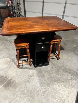 Counter-Height Dining Set + 4 Matching Stools, Storage & Glass Top