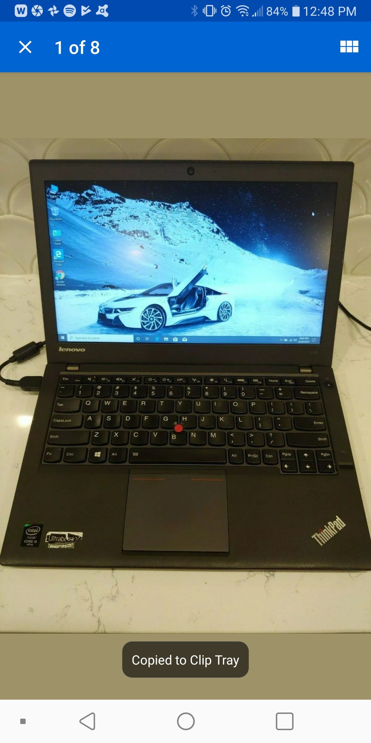 Lenovo ThinkPad X240 Laptop 12.5" 1366x768 i5-4300U 500GB SATA 8GB RAM Win10 x64