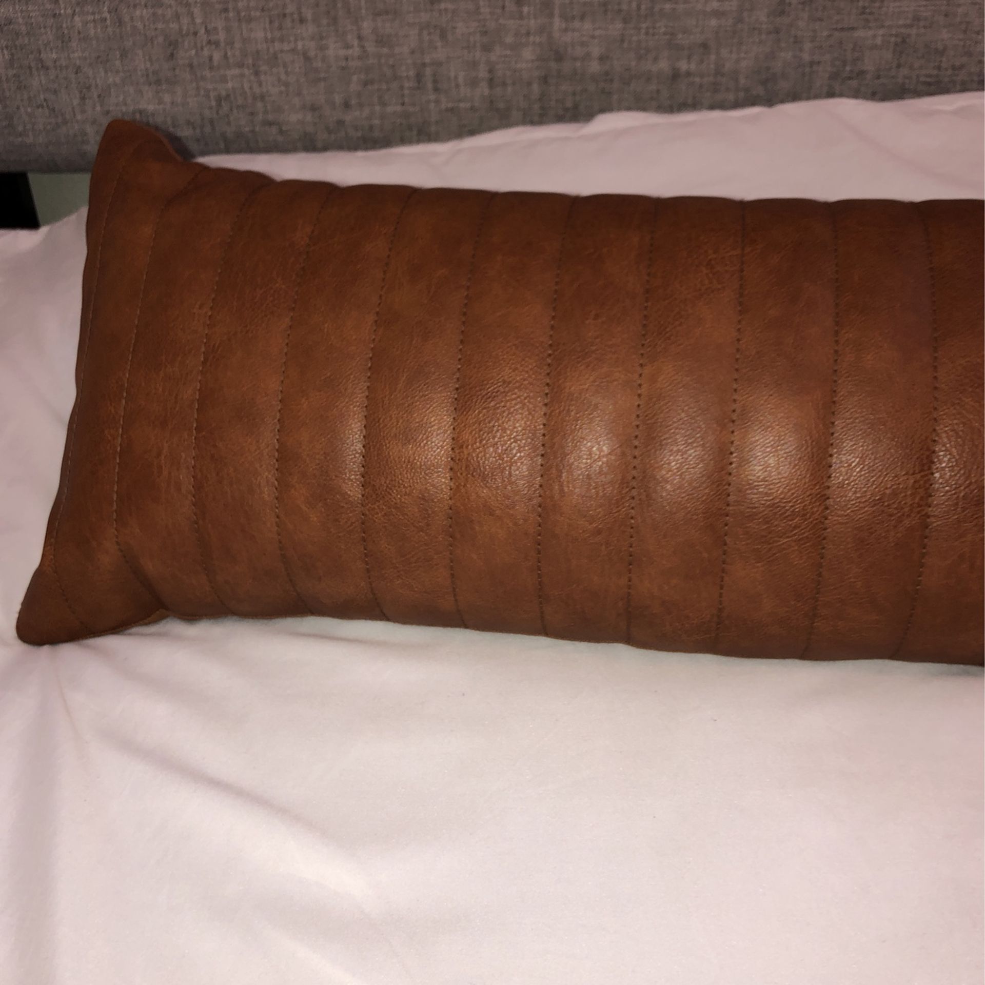 Brown Faux Leather Lumbar/ Body Pillow - Project 62