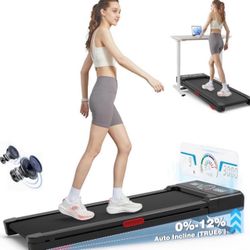 NEW! Walking Pad Treadmill with 12% Auto Incline, 450 lbs Capacity & RGB LED