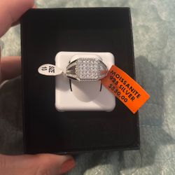 Men's Size 10 Moissanite Ring, 925 Silver 