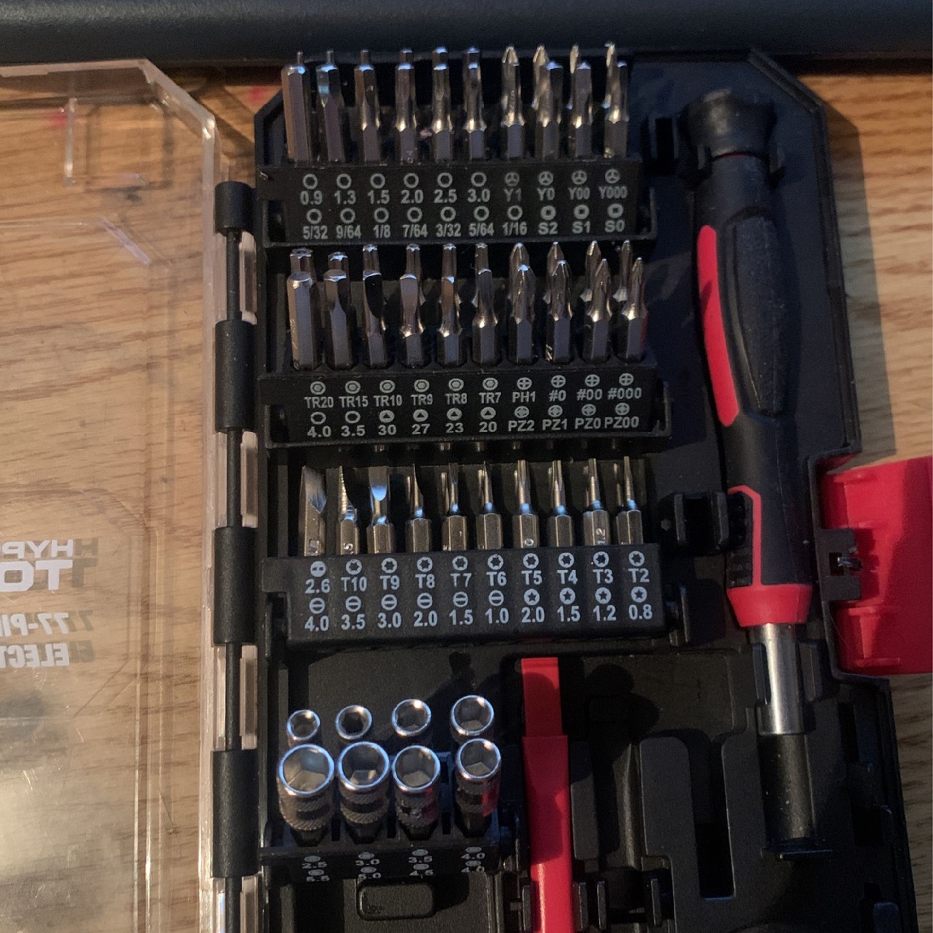 HYPER TOUGH 77-PIECE ELECTRONIC REPAIR KIT.